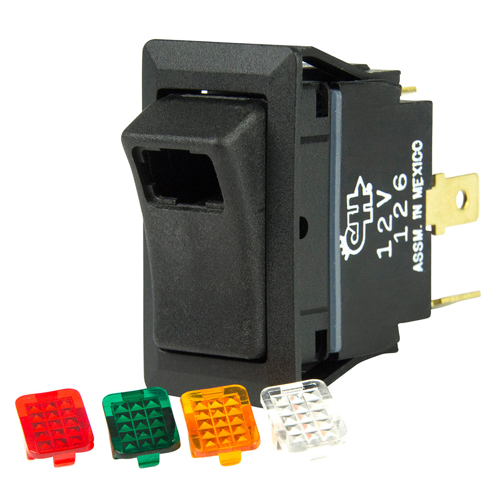 BEP SPST Rocker Switch - 1-LED w/4-Colored Covers - 12V/24V - ON/OFF - 1001716