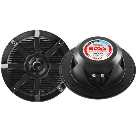 Boss Audio MR62B 6.5" 2-Way 200W Marine Full Range Speaker - Black - Pair - MR62B