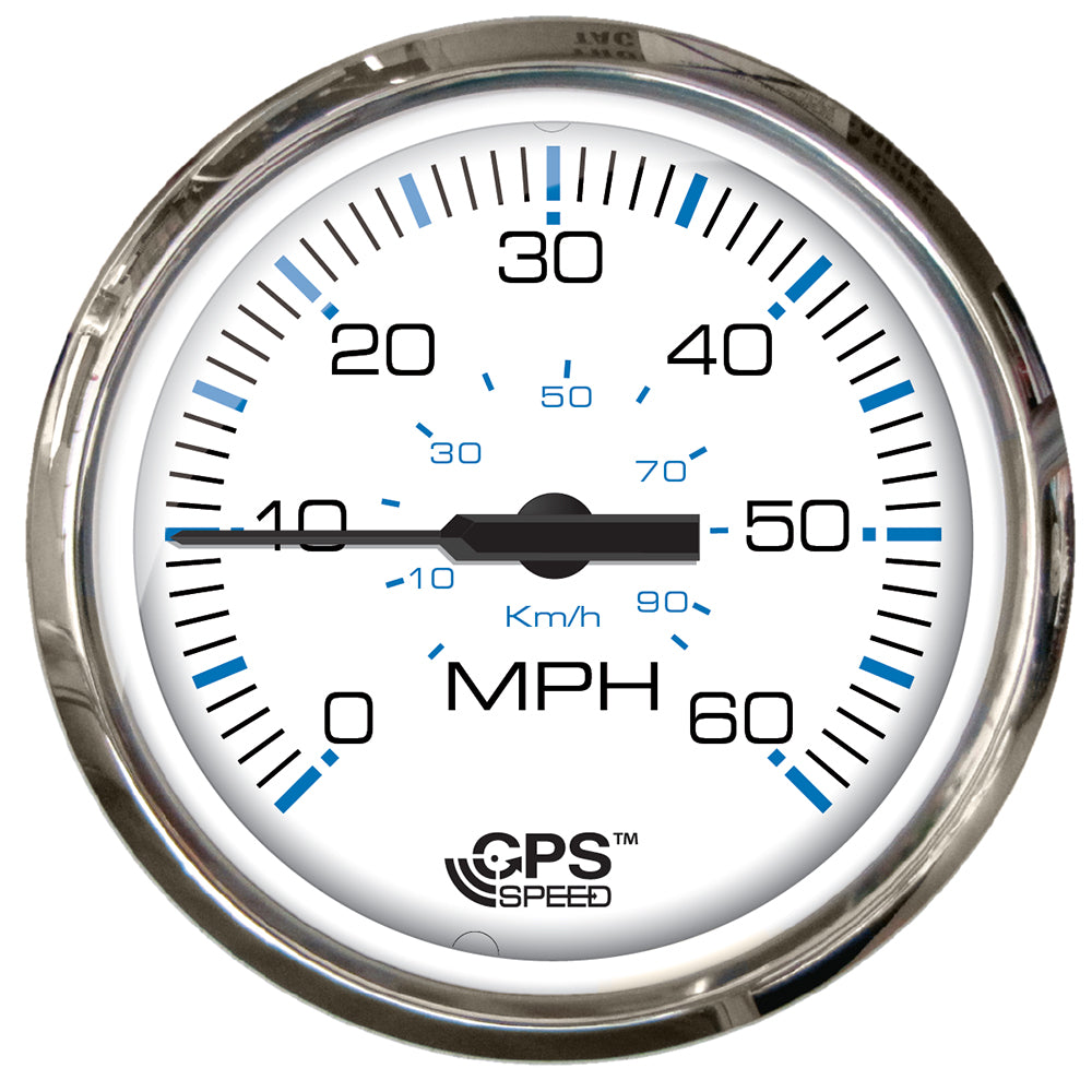 Faria Chesepeake White SS 4" Studded Speedometer - 60MPH (GPS) - 33839