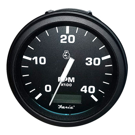 Faria Tachometer Heavy-Duty Tachometer w/Hourmeter (4000 RPM) (Diesel) (Mech Takeoff & Var Ratio Alt) - Black - 43001