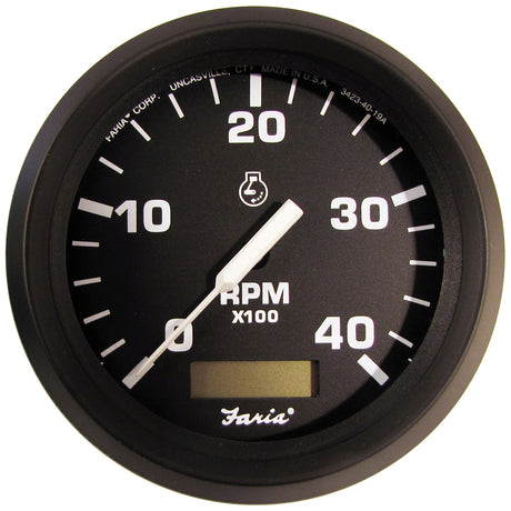Faria Euro 4" Tachometer with Hourmeter (4000 RPM) (Diesel) (Mech Takeoff and Var Ratio Alt) - 32834