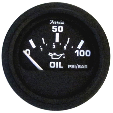 Faria Euro Black Oil Pressure Gauge - 100 PSI - 12845