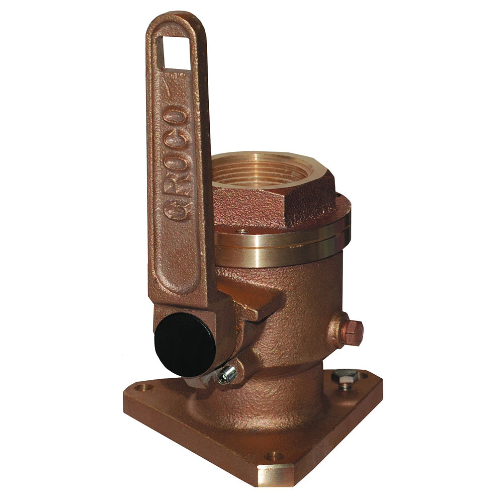 GROCO 1-1/4" Bronze Flanged Full Flow Seacock - BV-1250