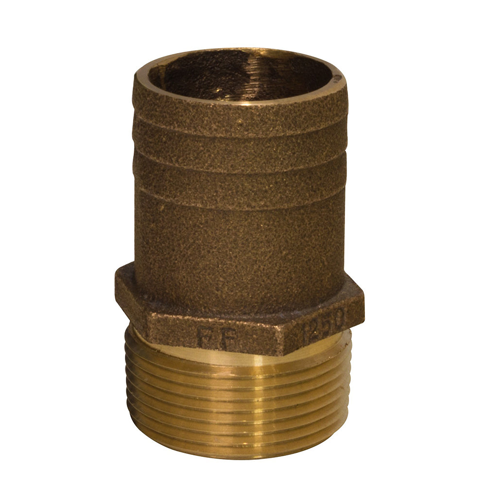 GROCO 1" NPT x 1-1/4" Bronze Full Flow Pipe to Hose Straight Fitting - FF-1000