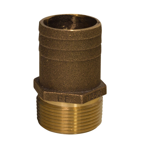 GROCO 1-1/2" NPT x 1-3/4" Bronze Full Flow Pipe to Hose Straight Fitting - FF-1500