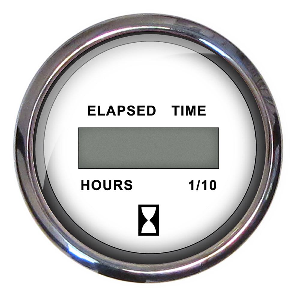 Faria Chesapeake SS 2" Digital Hourmeter - (10,000 Hours) (12-32 VDC) - White - 13815