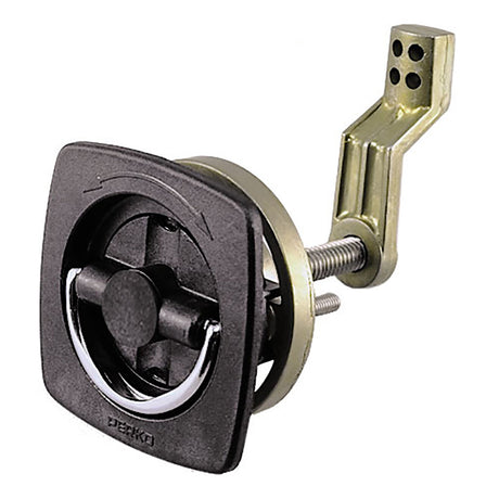 Perko Flush Latch - Non-Locking - 2.5" x 2.5" w/Offset Cam Bar &amp; Flexible Polymer Strike - 0932DP1BLK