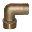 GROCO 1" NPT x 1" ID Bronze 90 Degree Pipe to Hose Fitting Standard Flow Elbow - PTHC-1000