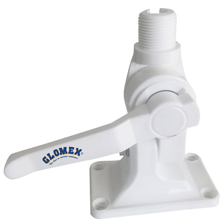 Glomex 4-Way Nylon Heavy-Duty Ratchet Mount with Cable Slot & Built-In Coax Cable Feed-Thru 1"-14 Thread - RA115
