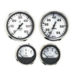 Faria Spun Silver Box Set of 4 Gauges for Outboard Engines - Speedometer, Tach, Voltmeter and Fuel Level - KTF0182