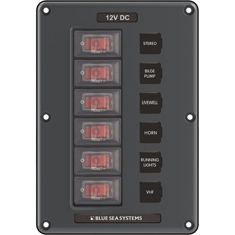 Blue Sea 4322 Circuit Breaker Switch Panel 6 Position - Gray - 4322