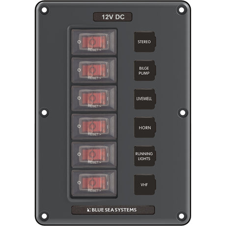 Blue Sea 4322 Circuit Breaker Switch Panel 6 Position - Gray - 4322