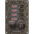 Blue Sea 4324 Circuit Breaker Switch Panel 4 Postion - Camo with 12V Socket & Dual USB - 4324