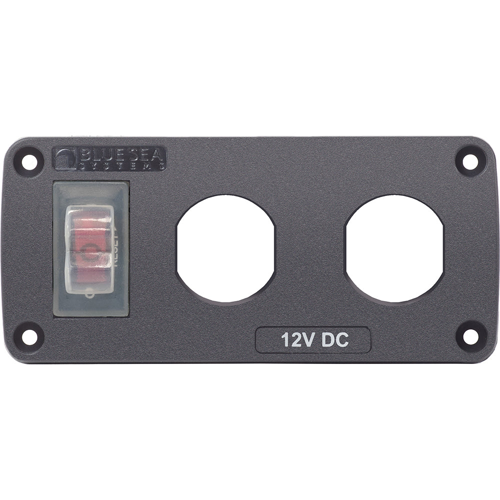 Blue Sea 4364 Water Resistant USB Accessory Panel - 15A Circuit Breaker, 2x Blank Apertures - 4364