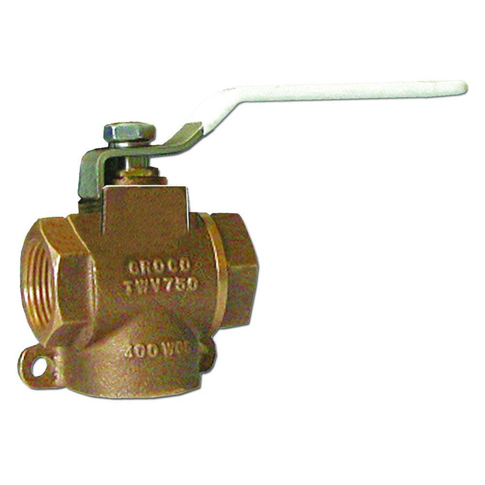 GROCO 1-1/2" NPT Bronze 3-Way Valve - TWV-1500