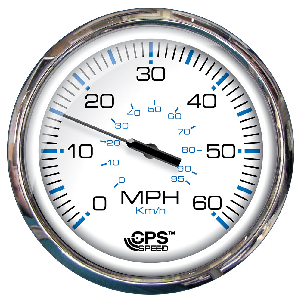 Faria 5" Speedometer (60 MPH) GPS (Studded) Chesapeake White with Stainless Steel - 33861