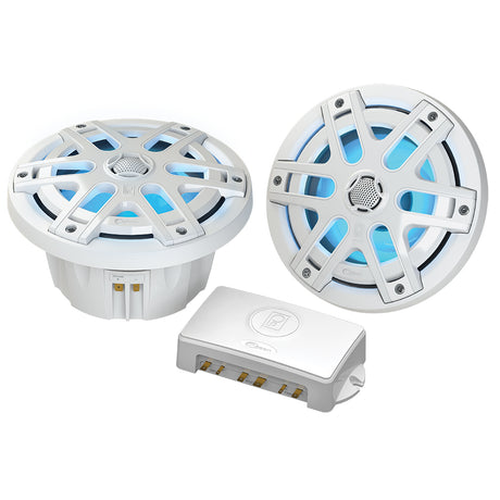 Poly-Planar MA-OC6 6.5" Round Waterproof Blue LED Lit Speaker - White - MA-OC6