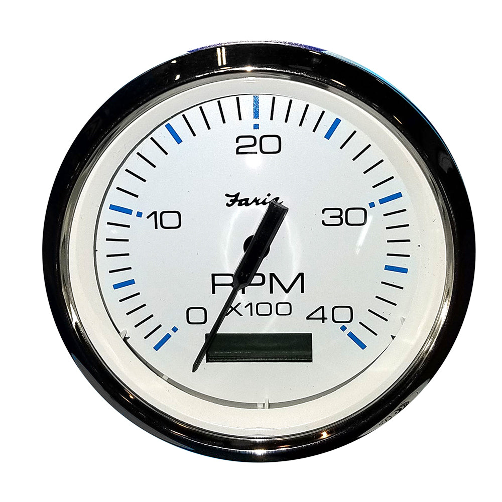 Faria 4" Tachometer with Hourmeter (4000 RPM) (Diesel) Mech. Takeoff & Var. Ratio Alt - 33834