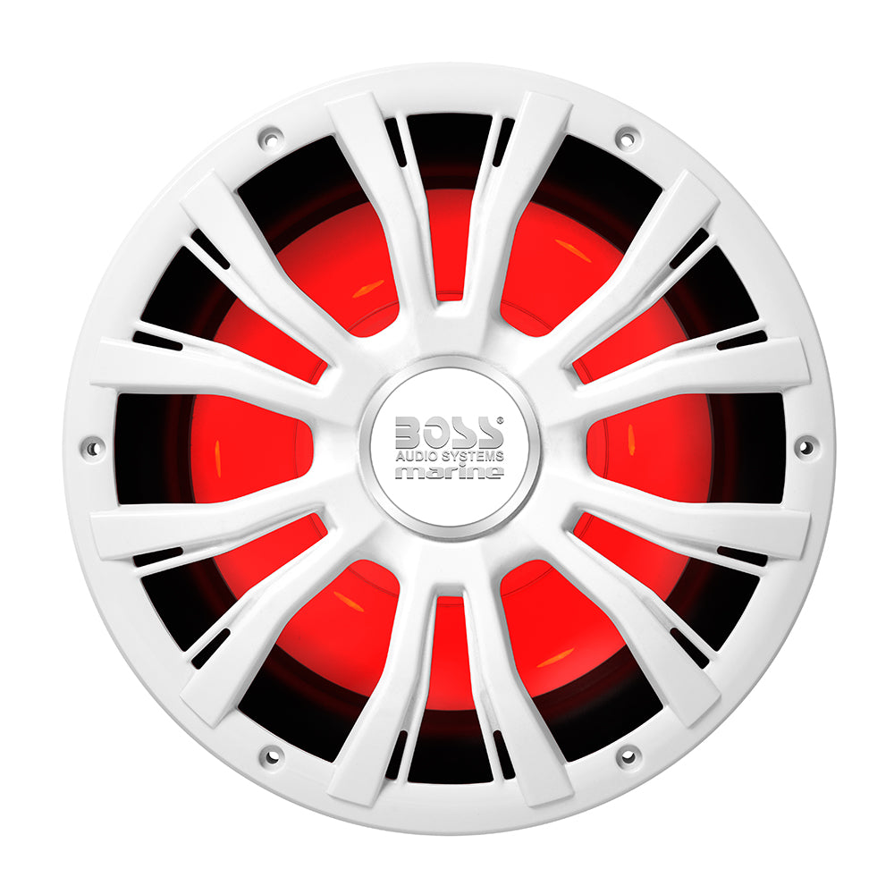 Boss Audio MRG10W 10 inch Marine 800W Subwoofer with Multicolor Lighting - White - MRGB10W