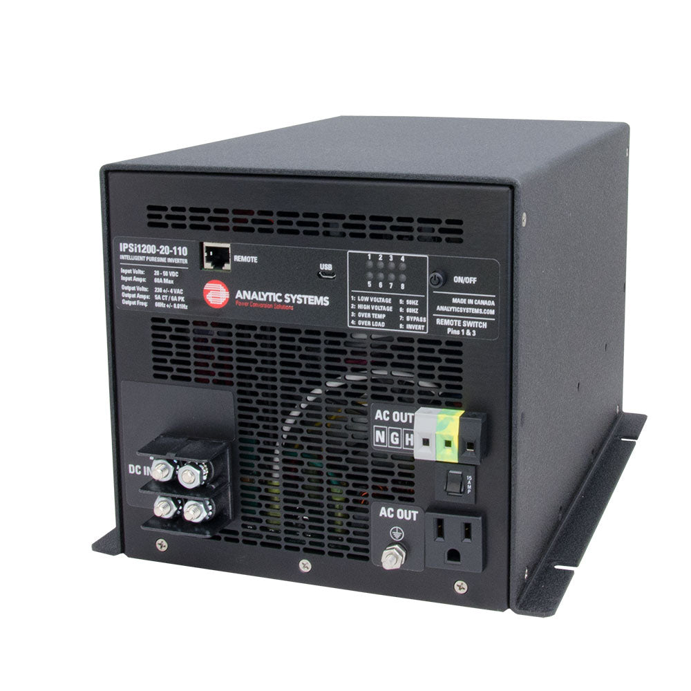 Analytic Systems AC Intelligent Pure Sine Wave Inverter 1200W, 20-40V In, 110V Out - IPSI1200-20-110