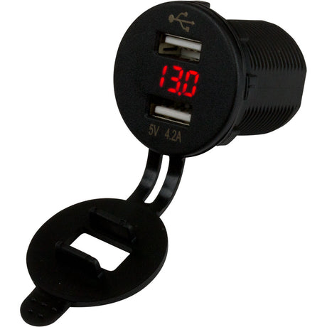 Sea-Dog Dual USB Socket/Voltmeter w/Hidden Display - 426517-1