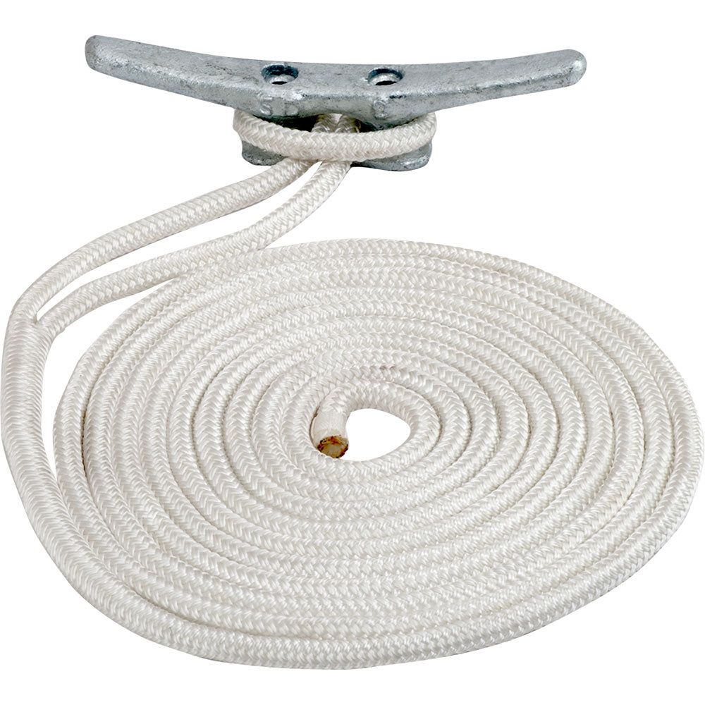 Sea-Dog Double Braided Nylon Dock Line - 1/2 inch x 25' - White - 302112025WH-1