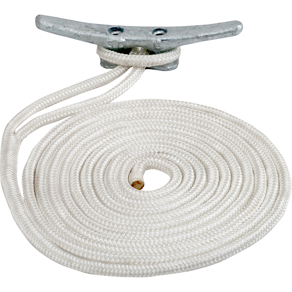 Sea-Dog Double Braided Nylon Dock Line - 5/8" x 25' - White - 302116025WH-1