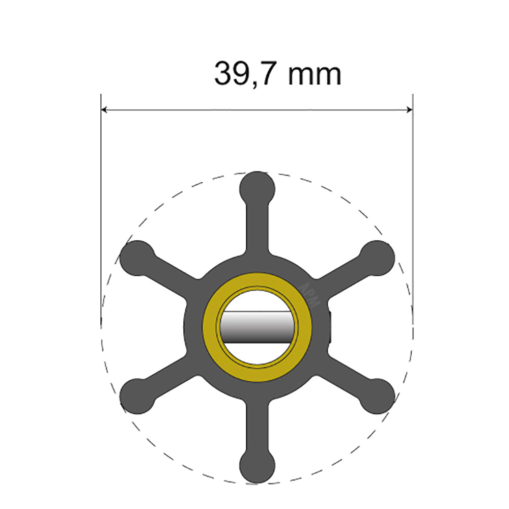 Albin Pump Premium Impeller Kit - 39.7 x 9.5 x 19.2mm - 6 Blade - 06-01-003