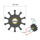 Albin Pump Premium Impeller Kit - 51 x 12 x 22mm - 10 Blade - Pin Insert - 06-01-010