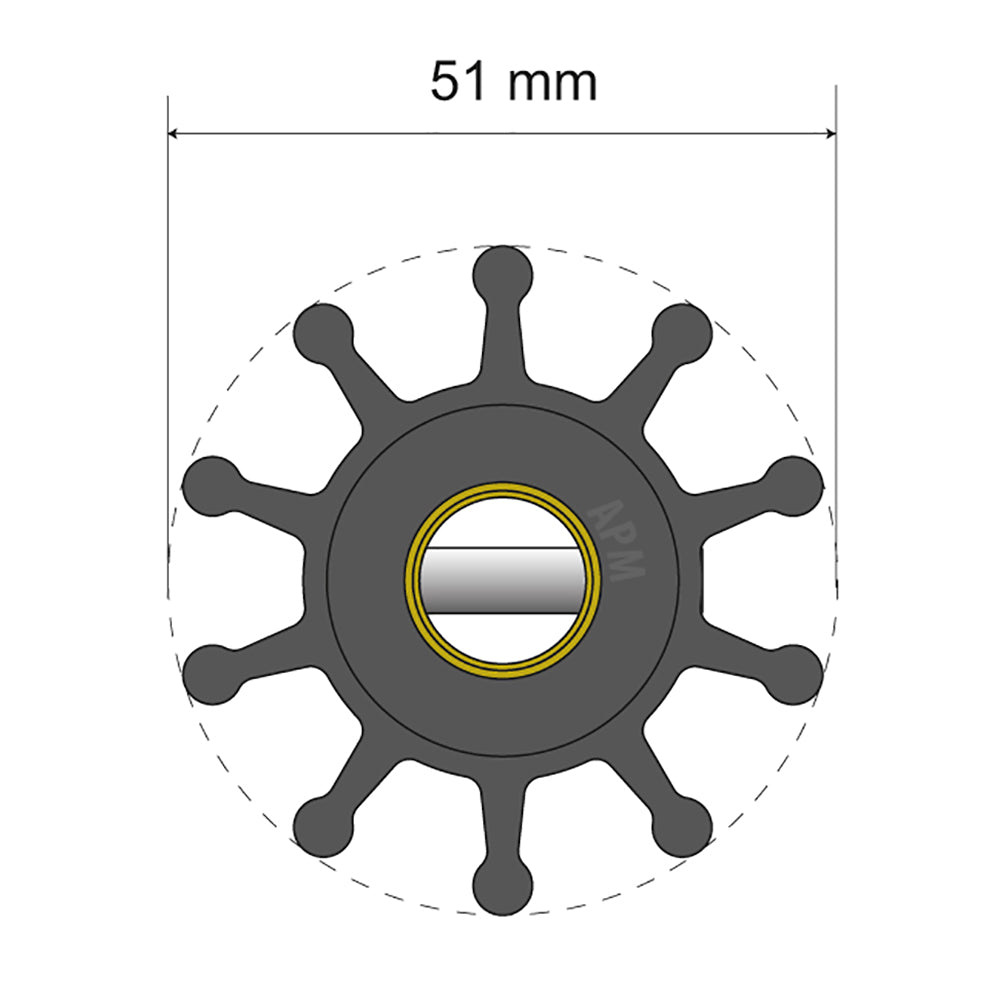 Albin Pump Premium Impeller Kit - 51 x 12.7 x 22mm - 10 Blade - Pin Insert - 06-01-011