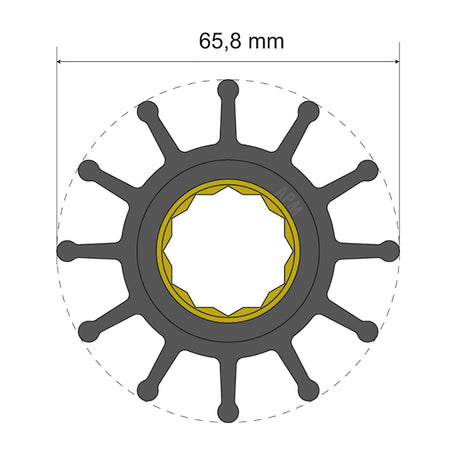 Albin Pump Premium Impeller Kit 65.8 x 25 x 80mm - 12 Blade - Spline Insert - 06-01-020