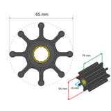 Albin Pump Premium Impeller Kit 65 x 16 x 76mm - 8 Blade - Spline Insert - 06-02-024