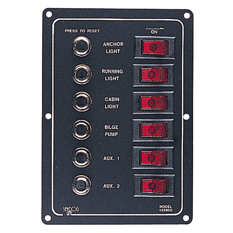 Sea-Dog Aluminum Circuit Breaker Panel - 6 Circuit - 422800-1