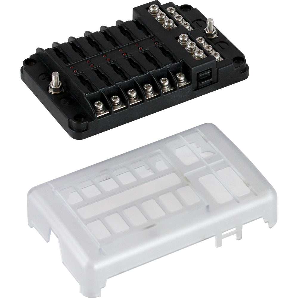 Sea-Dog Blade Style LED Indicator Fuse Block w/Negative Bus Bar - 12 Circuit - 445188-1