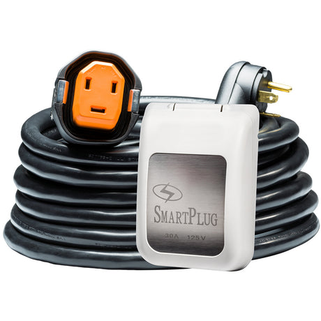 SmartPlug RV Kit 30 Amp 30' Dual Configuration Cordset - Black (SPX X Park Power) & Non Metallic Inlet - White - R30303BM30PW