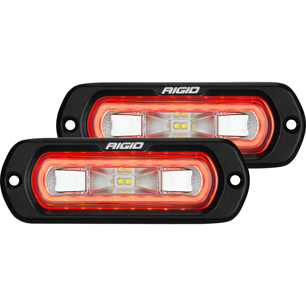 RIGID Industries SR-L Series Flush Mount Spreader Light - Black Housing - Red Halo - 53222