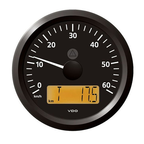 VDO Marine 3-3/8" (85 mm) ViewLine Speedometer - 0 to 60 KMH - 12/24V - Black Dial & Triangular Bezel - A2C59512367