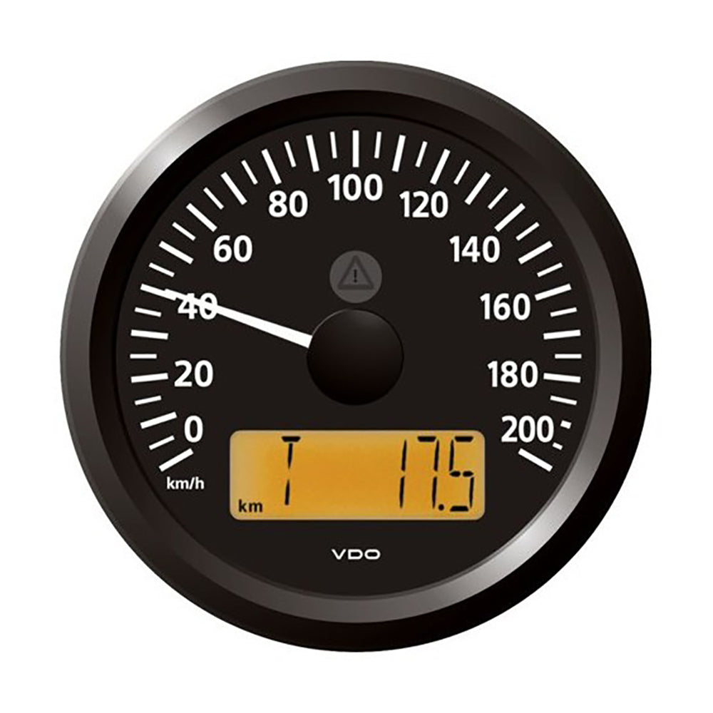VDO Marine 3-3/8" (85 mm) ViewLine Speedometer - 0 to 200 KMH - 12/24V - Black Dial & Triangular Bezel - A2C59512370