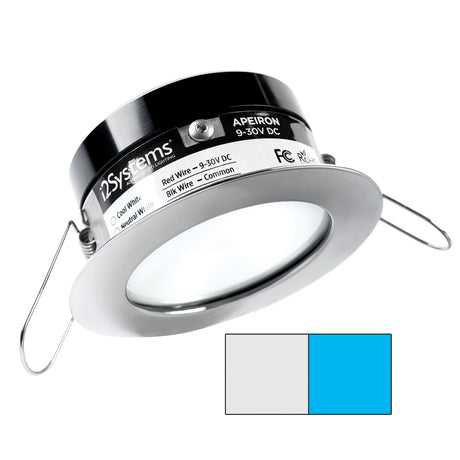 i2Systems Apeiron A503 3W Spring Mount Light - Cool White & Blue - Polished Chrome Finish - A503-11AAG-E