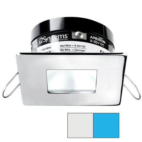 i2Systems Apeiron A503 3W Spring Mount Light - Square/Square - Cool White & Blue - Polished Chrome Finish - A503-14AAG-E