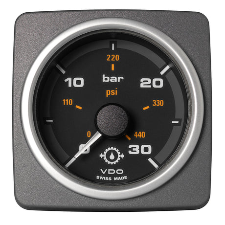 VDO Marine 2-1/16" (52mm) AcquaLink® Transmission Oil Pressure 30 Bar/450 PSI - 12/24V - Black Dial & Bezel - A2C59501937