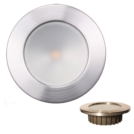 Lunasea Gen3 Warm White, RGBW Full Color 3.5” IP65 Recessed Light with Brushed Stainless Steel Bezel - 12VDC - LLB-46RG-3A-BN