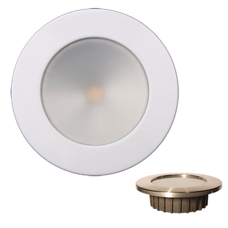 Lunasea Gen3 Warm White, RGBW Full Color 3.5” IP65 Recessed Light with White Stainless Steel Bezel - 12VDC - LLB-46RG-3A-WH