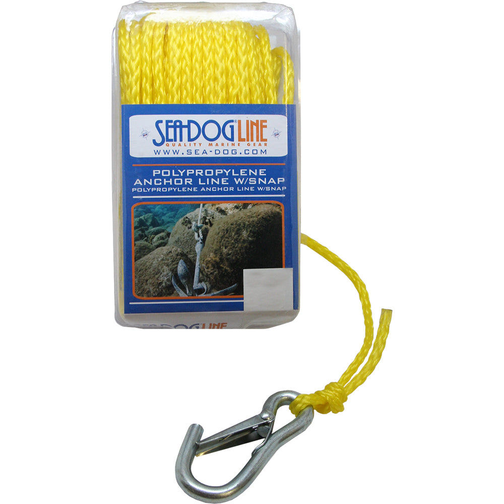 Sea-Dog Poly Pro Anchor Line with Snap - 1/4" x 100' - Yellow - 304206100YW-1