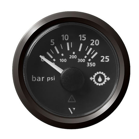 VDO Marine 2-1/16" (52mm) ViewLine Transmission Oil Pressure 25 Bar/350 PSI - 8-32V - Black Dial & Triangular Bezel - A2C59514139