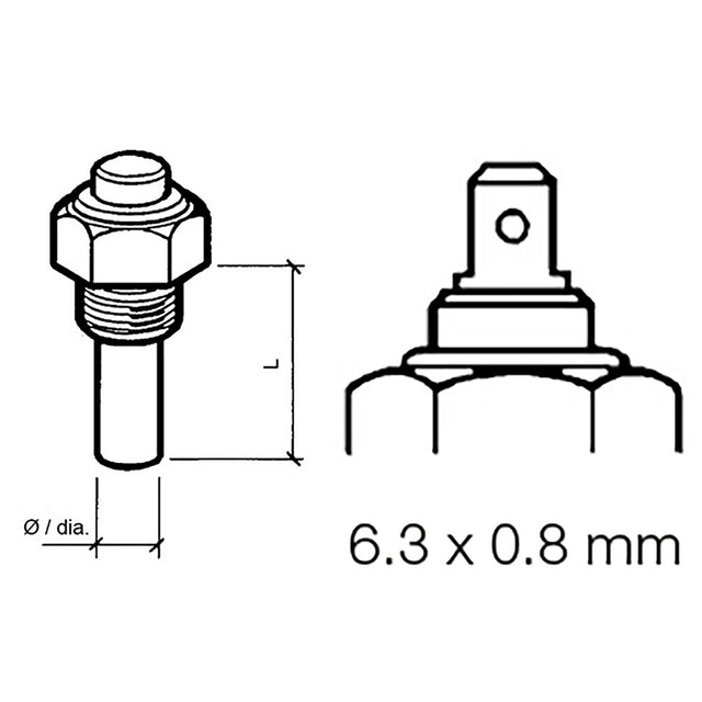 VDO Marine Engine Oil Temperature Sensor - Single Pole, Common Ground - 50-150°C/120-300°F - 6/24V - M14 x 1.5 Thread - 323-801-004-002N