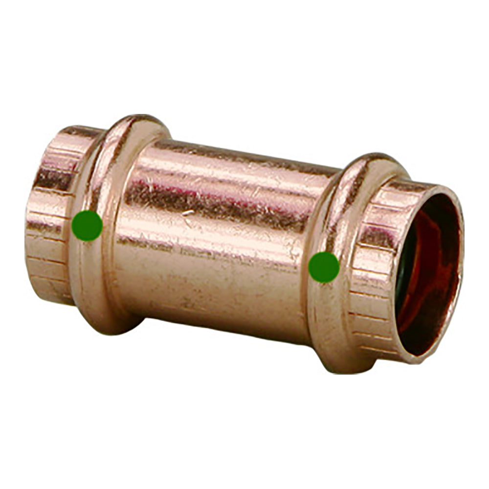 Viega ProPress 1/2" Copper Coupling without Stop - Double Press Connection - Smart Connect Technology - 78172