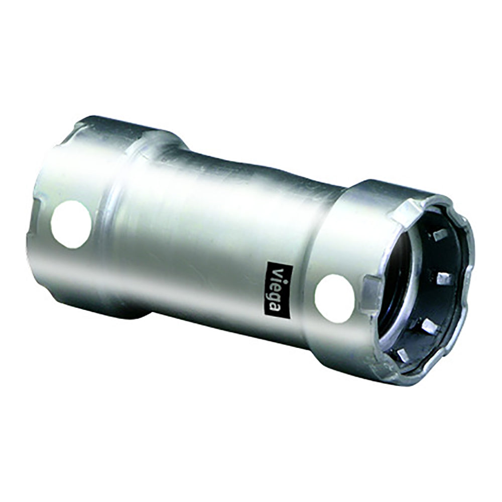 Viega MegaPress 3/4" Stainless Steel 304 Coupling w/o Stop - Double Press Connection - Smart Connect Technology - 95315