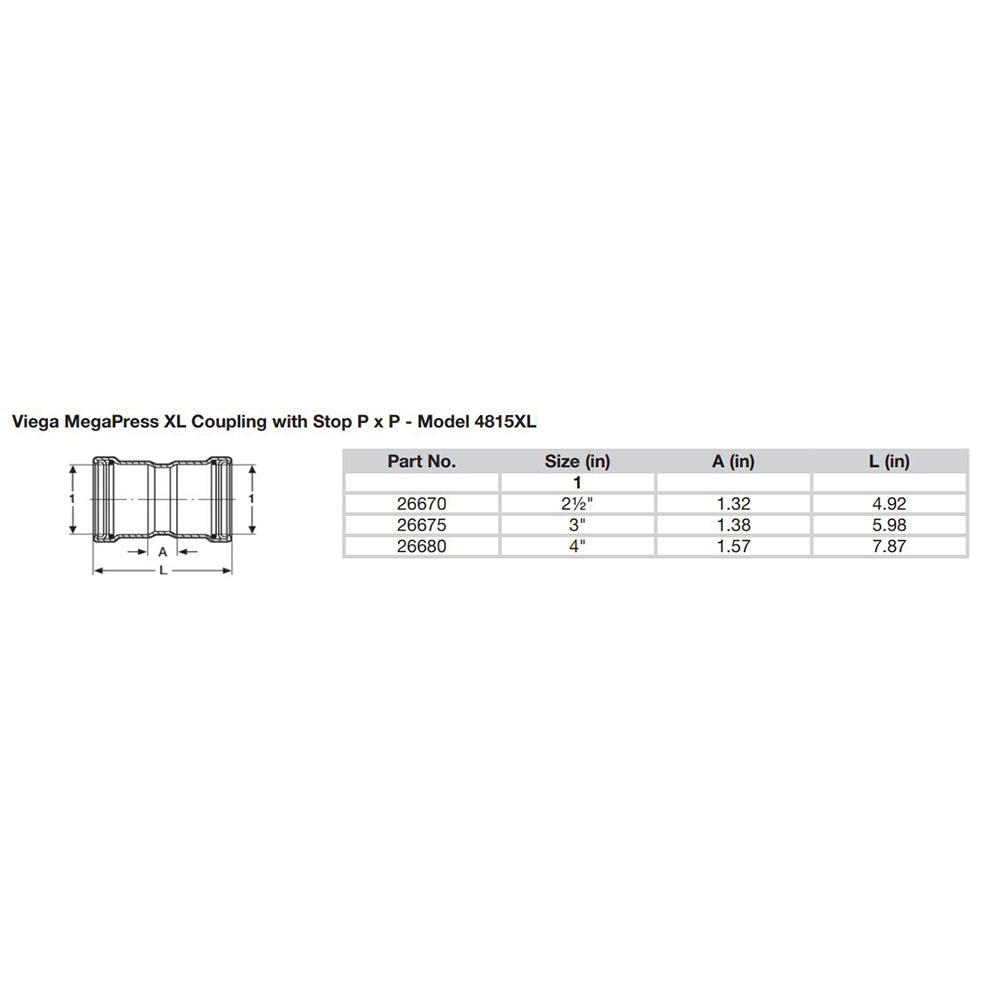 Viega MegaPress XL 4" Carbon Steel Coupling w/Stop w/FMK Double Press Connection - Smart Connect Technology - 26680