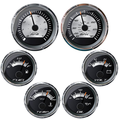 Faria Platinum Box Set Inboard Speed, Tach, Fuel, Voltmeter, Water Temp & Oil Pressure - KTF0186